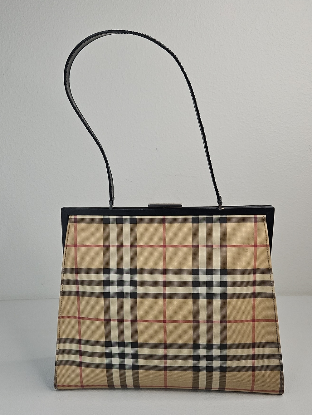 Authentic Burberry Vintage Nova Check Framed Shoulder Bag Classic Plaid - Picture 3 of 15